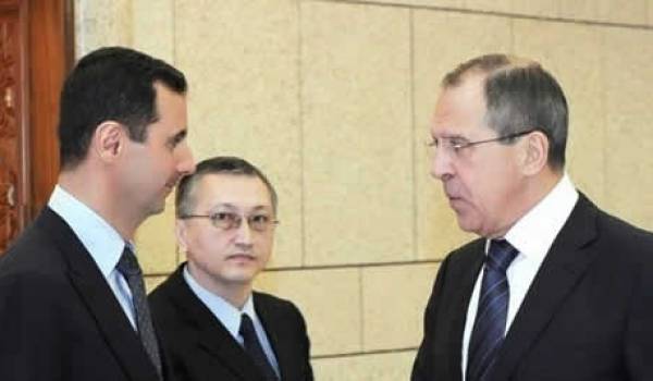 Bachar Al Assad et le ministre russe des AE.